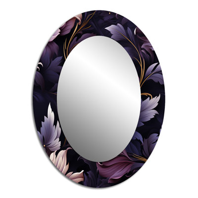 Shadowed Elegance Moody Patterns - Floral Decorative Mirror, Cottage Wall Mirror, Printed Metal Art