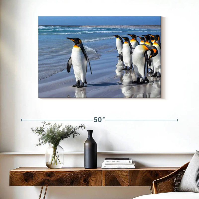 Pingouins bruns dans la plage, H 26 po x l 39 po
