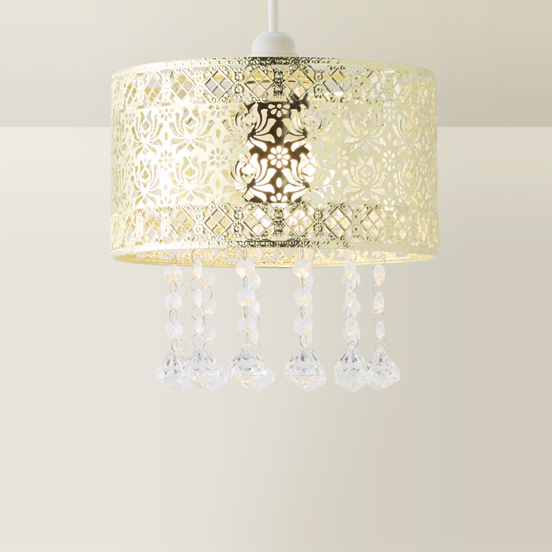 Enna 22cm H Metal Drum Pendant Shade ( Spider ) in Gold