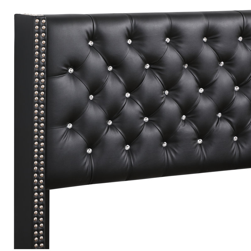 Sleek Transitional Black Upholstered Bed