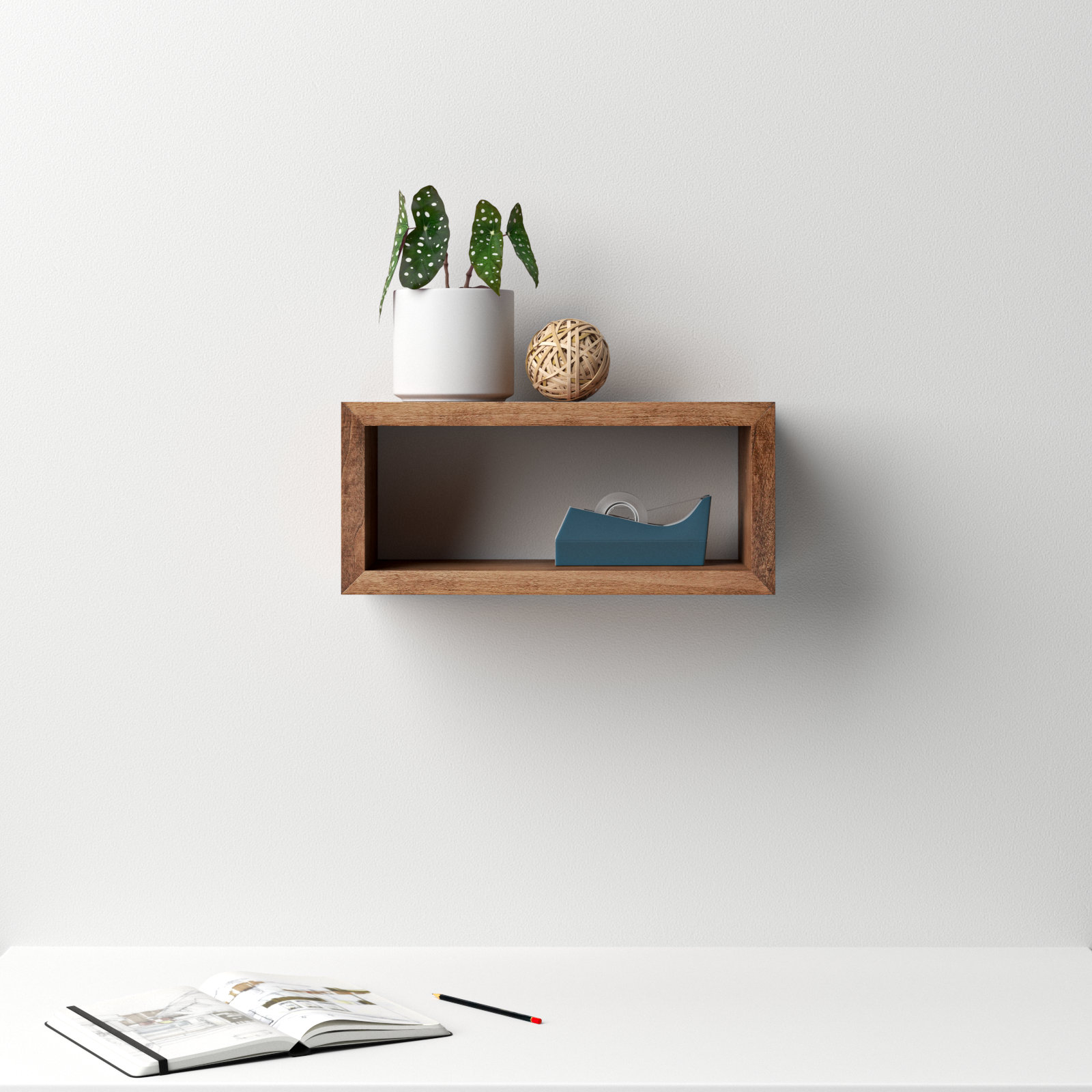 Robin 30" Floating Shelf, Rustic Brown, 8" H x 18" W x 8" D