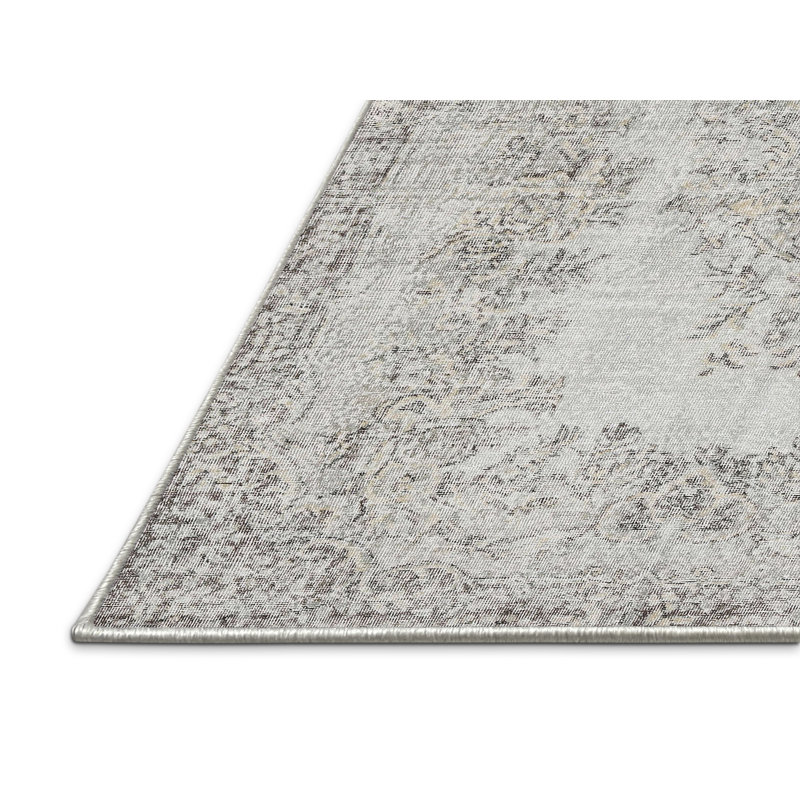 Tapis décoratif gris en laine oriental, Rectangle 5 pi x 7 pi