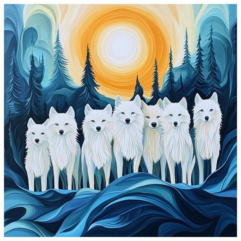 Couvre-lit matelassé blanc loup en forêt toutes tailles, Lit simple