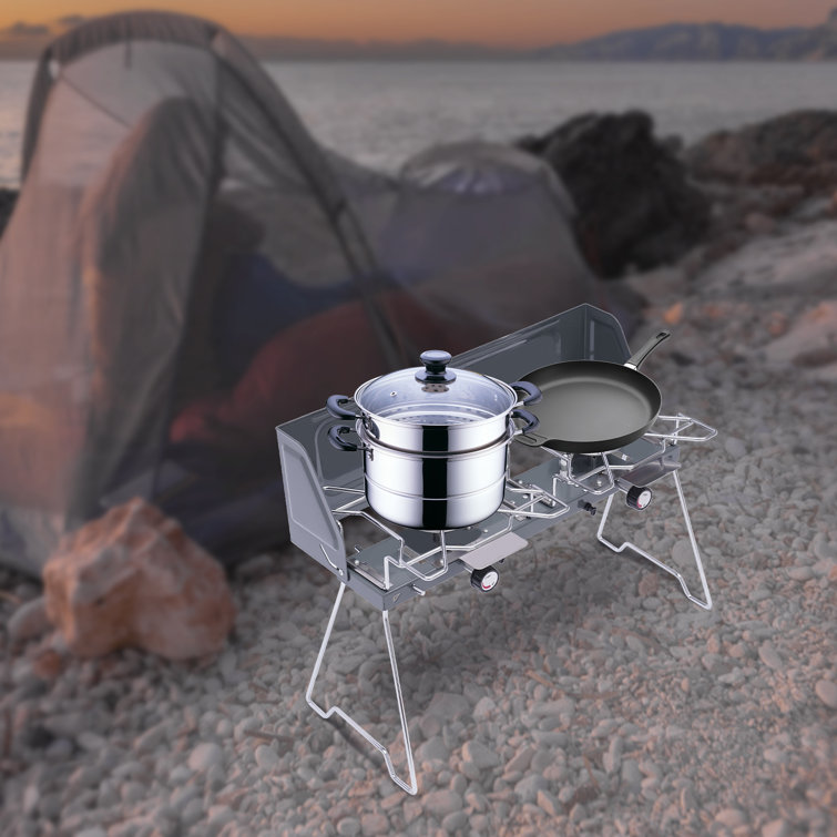 c&g outdoors 16Pcs Camping Cookware Set With Folding Camping Stove