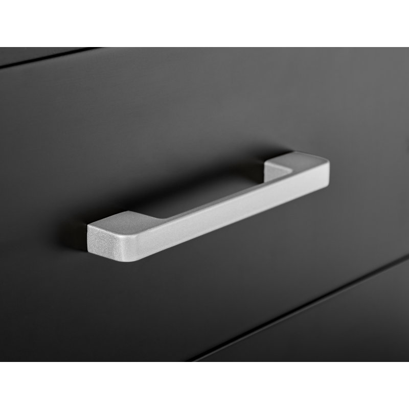 Blodwyn Wood Bedside Table 2 Drawers Metal Handles - Modern Design, Black/Silver