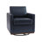 Modern Upholstered Navy Faux Leather Square Swivel Armchair with Matel Base-1911173914-1899272590