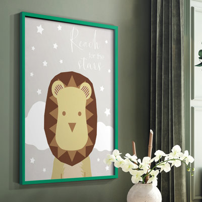 Étoiles lion, reproduction encadrée - bois massif