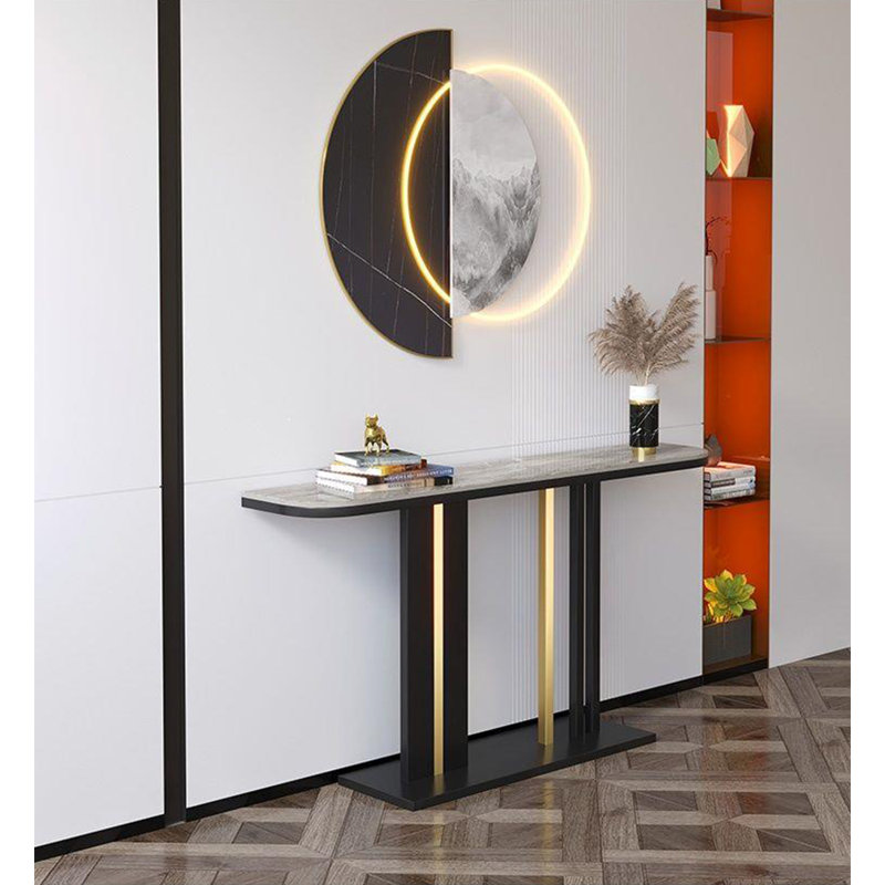 Table d'appoint contemporaine contemporaine, H 31,5 po x l 47,24 po x P 11,81 po, Grey/Black