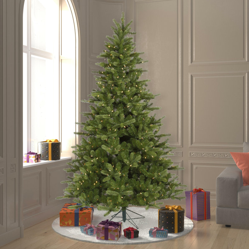 King Green Spruce Artificial Christmas Tree with LED Warm White Lights with Stand, 6.5' H, Multi-colored Dura-Lit® LED