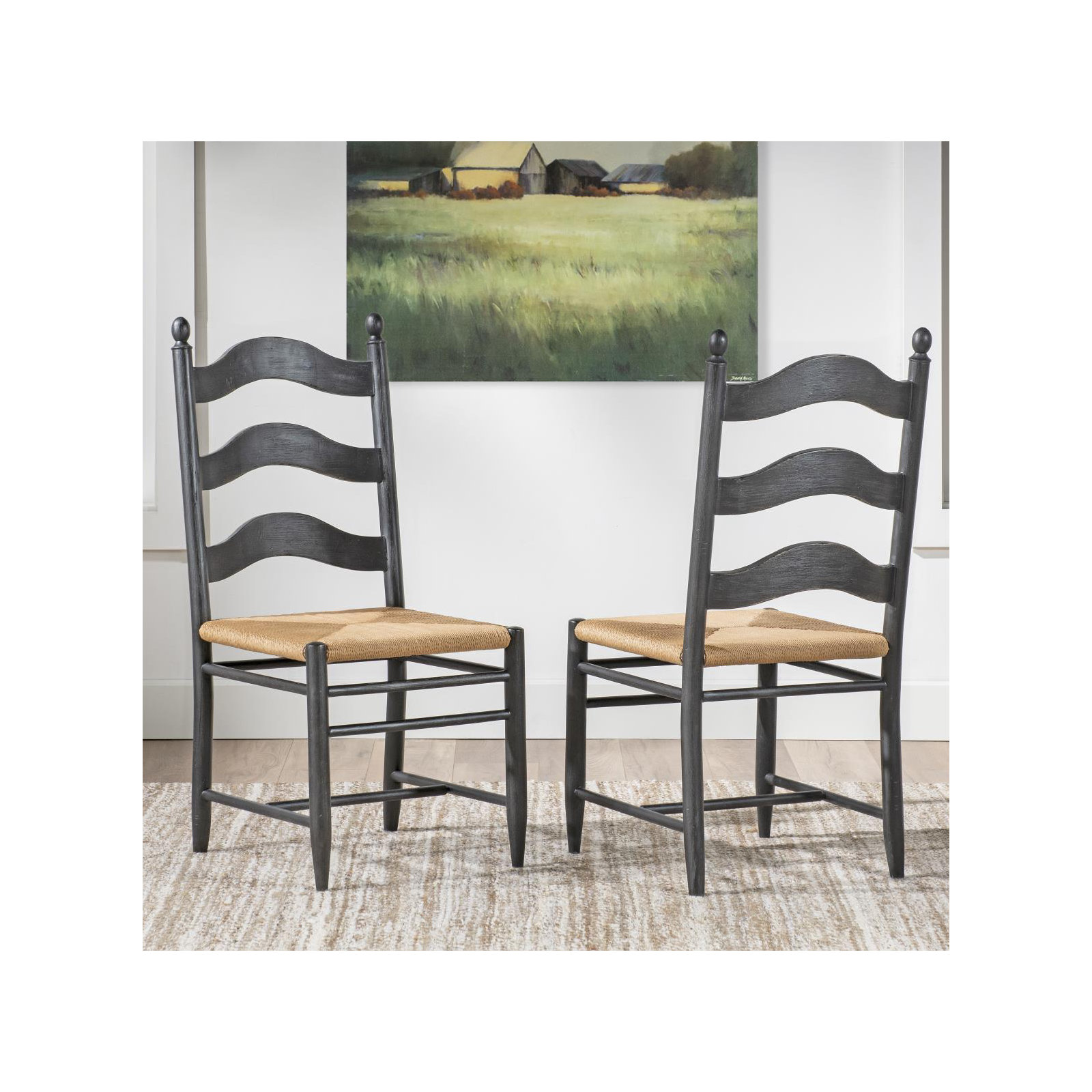 Country Living Ladder Back Side Chair, Black