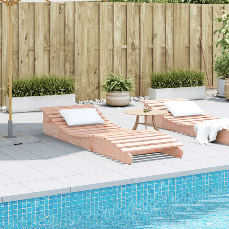  Sun Lounger Natural Wood Solid Douglas Wood 80.7 X 27.6 X 12.4 In, Yellowish Orange
