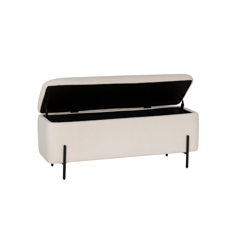 Banc de rangement rembourré MacLaren, Crème, crème