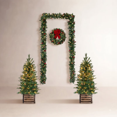 Hardesty Potted 4' Pre-Lit Fir Christmas Tree
