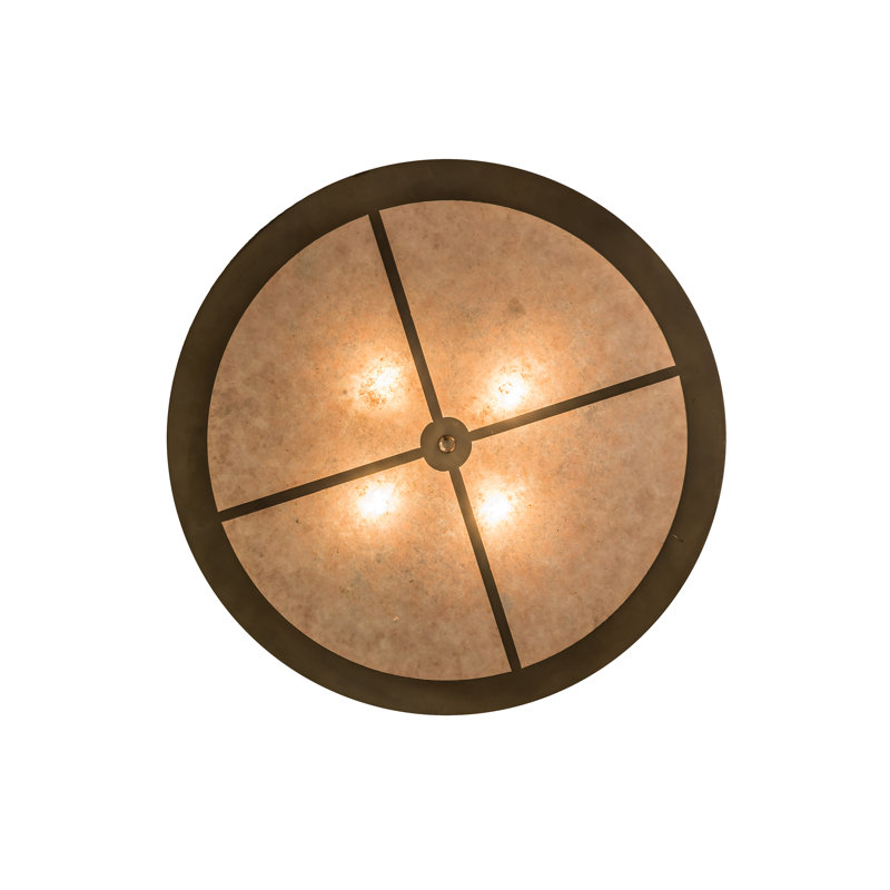 Rustic Lodge 4 - Light Glass Chandelier, 36" H x 30" W x 30" D, Silver, Antique Copper