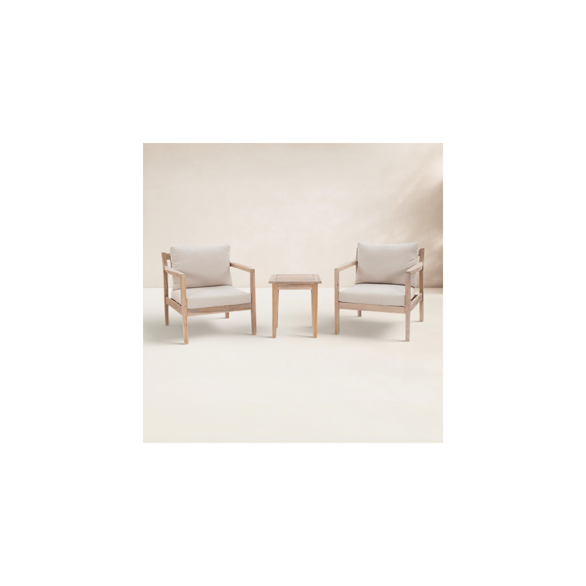 Amina 3-Piece Cushioned Outdoor Seating Group with End Table