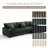 3 - Piece Upholstered Green Faux Rabbit Fur Flannel Modular Sectional Sofa with Armrests & Throw Pillows-1423505355