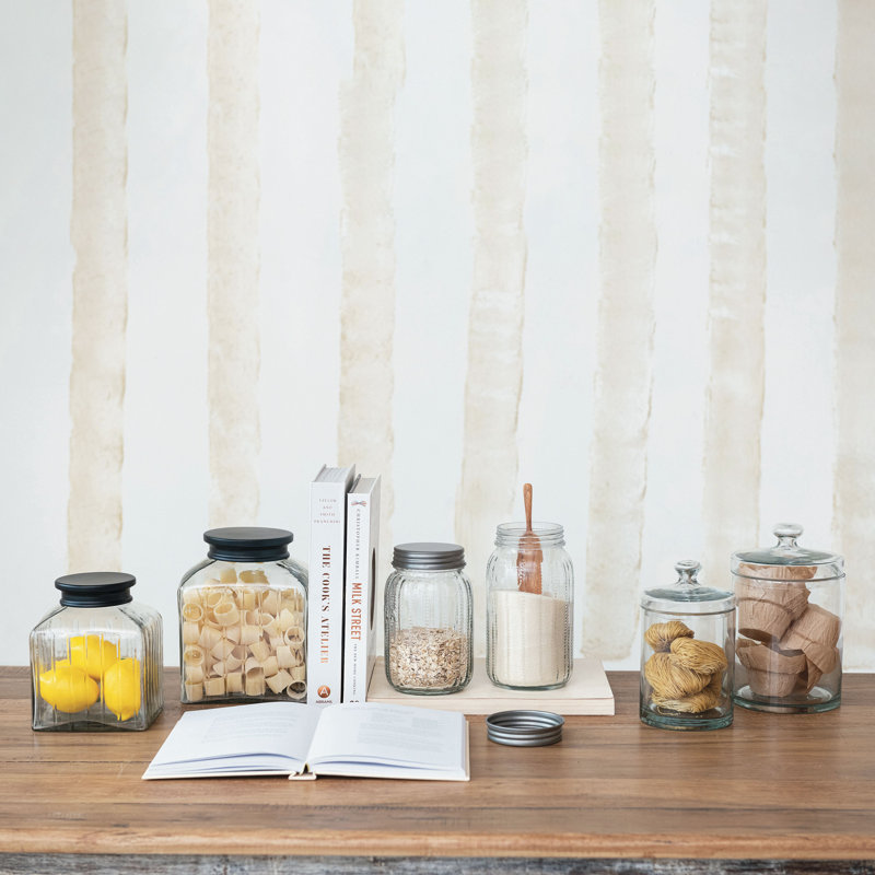 Compact Glass Jar with Lid, 7.5" H x 4.25" W x 4.25" D