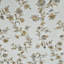 Papier peint en simili tissu botanique avec fleurs bleues et blanc cassé