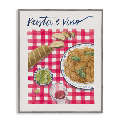 «Pasta & Wine on Tartan», estampe numérique par Grace Popp