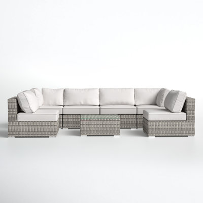 Tonioni Wicker Outdoor Fully Assembled 6 - Person Seating Group with Sunbrella Cushions