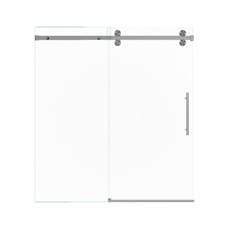 Double porte de douche coulissante pour baignoire, verre trempé de 8 mm de 5/16 po, nickel brossé - compact et élégant, performance durable et stable, économie d'espace, poignée polyvalente, baignoire facile à assembler