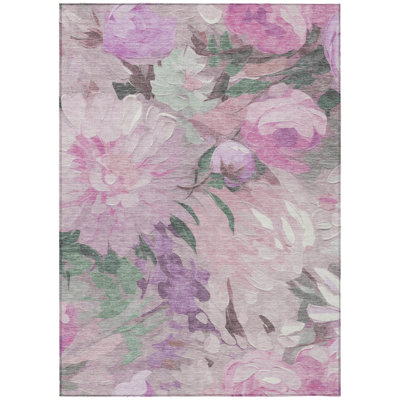Machine Washable Indoor/Outdoor Huseby ACN2264 Floral Rug