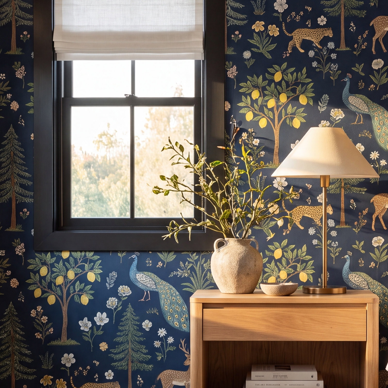 Rifle Paper Co. Menagerie Self-Adhesive Wallpaper, Blue
