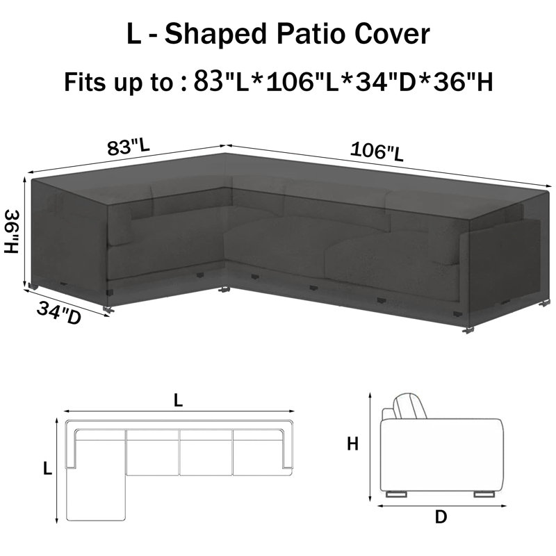 Housse pour ensemble de salon modulaire en L, H 36 po x l 83 po x P 34 po