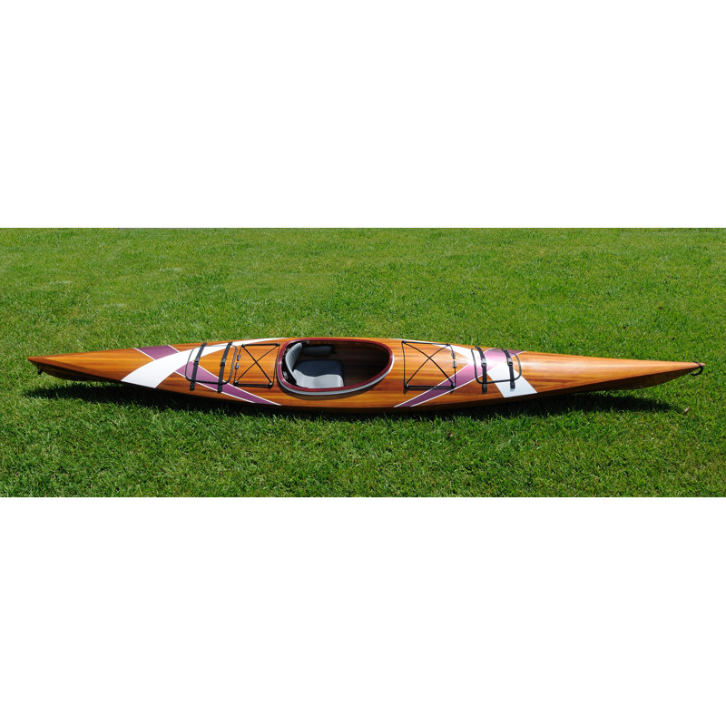 Kayak en bois avec ruban blanc et mauve 15 pi