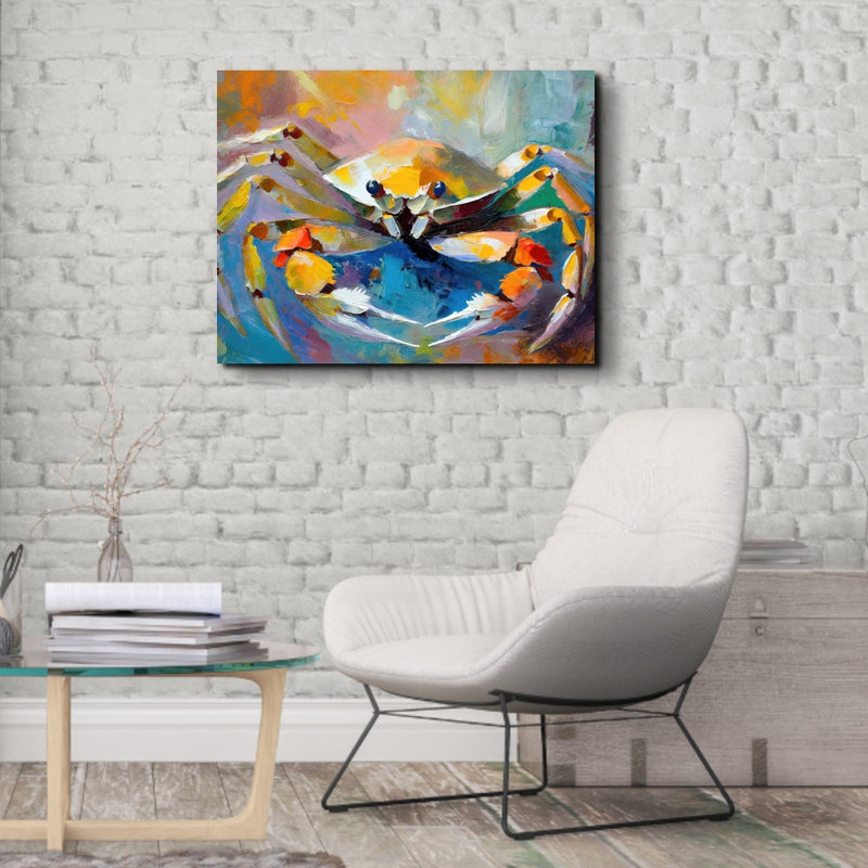 «Crabe sur toile» par Stephen Chambers, H 15 po x l 18 po x P 1,5 po