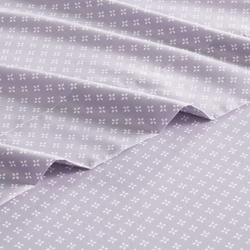 Édredon simple et drap de lit Taupe Floral