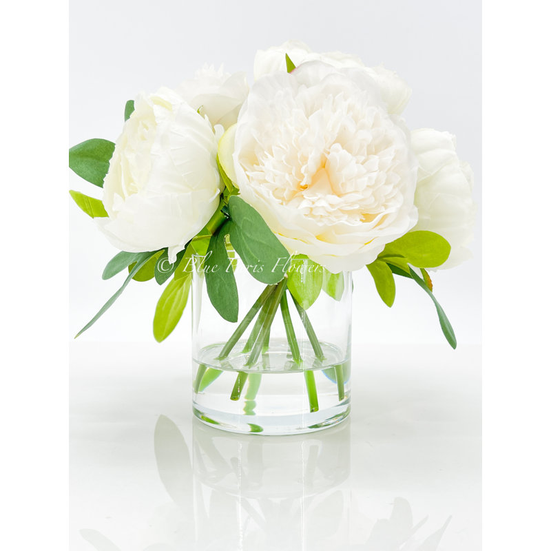 Arrangement de pivoines roses, centre de table artificiel artificiel, Blanc