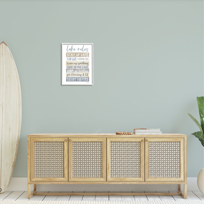 «Lake Rules Typographie Rustic Holiday Cabin Sign» par Marla Rae - impression, L 16 po x H 20 po