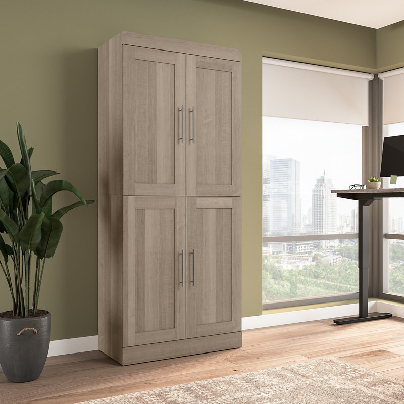 Arlex Shelving Unit with Doors, 84" H x 25" W x 19" D, Ash Gray