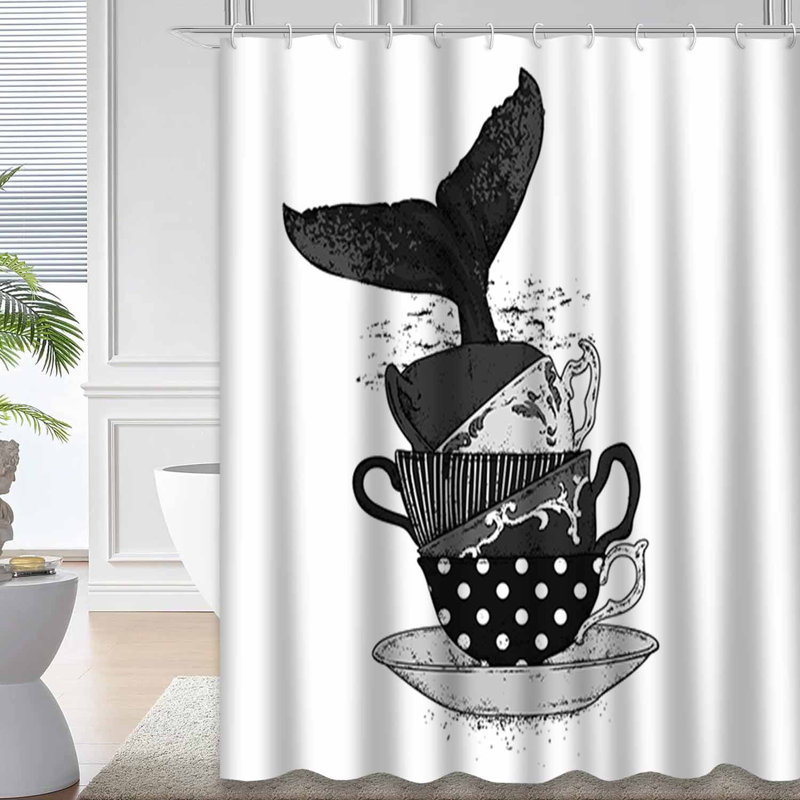 Rideau de douche imperméable Ocean Whale, L 72 po x l 72 po