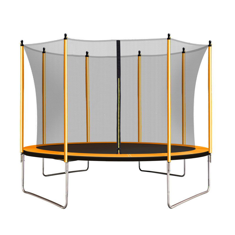 Trampoline ronde pour la cour de 10 pi avec enceinte sécuritaire, Orange
