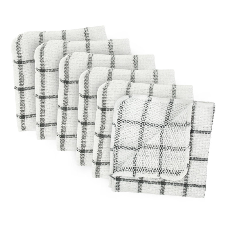 Cotton Plaid Jacquard Dish Cloth Kitchen Towel, Gray