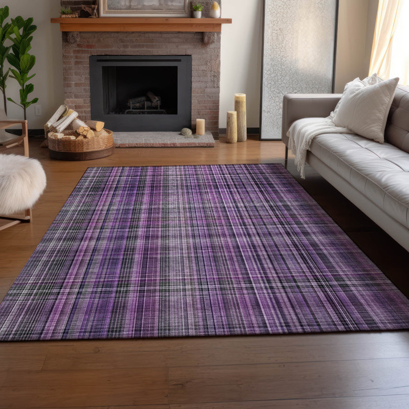 Tapis mauve Premium lavable à la machine Cerrito AMF541, Rectangulaire 3 pi x 5 pi
