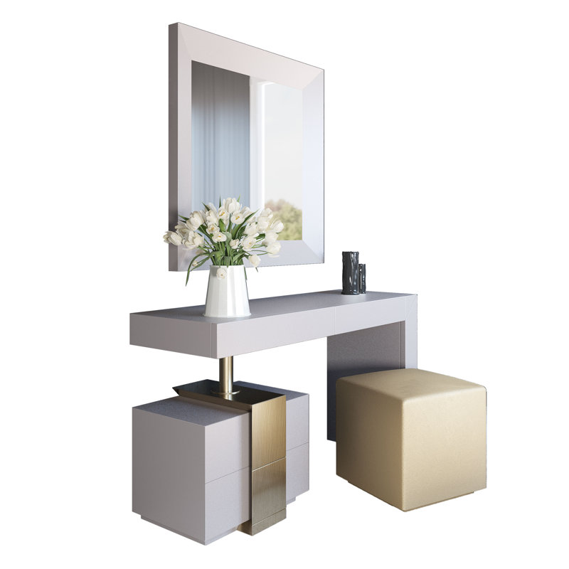 Ensemble coiffeuse et tabouret Moscow, Mat