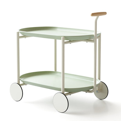 Moon Kitchen Storage Cart Nordic - Style Mobile Trolley, Double Layer Shelf For Living Room, T Shaped Structure, Artsy, Beech Wood Internet Kitchen, Simple And Safe,