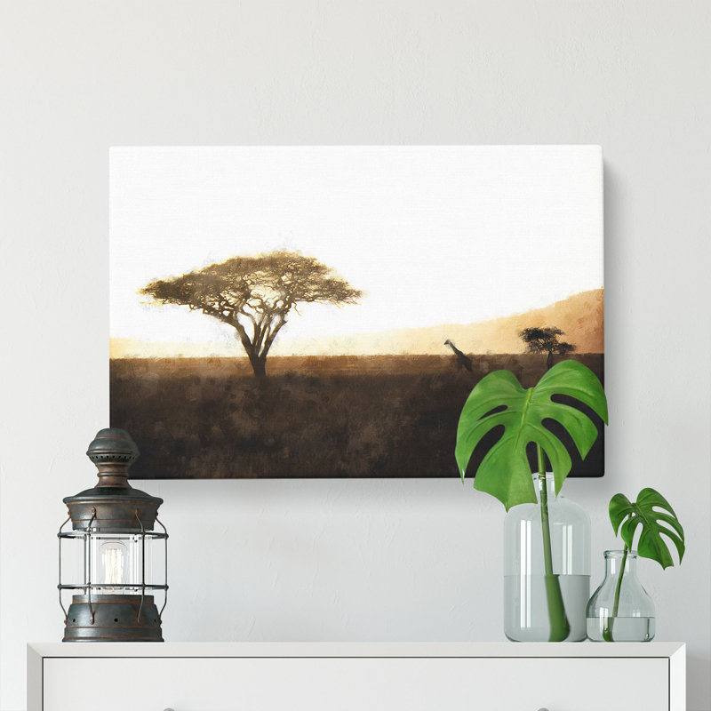 Giraffe In Tanzania Painting - Wrapped Canvas, 35cm H x 50cm W x 3cm D