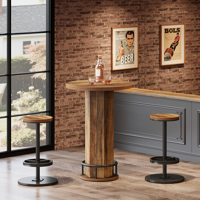 Ensemble de petite table de salle à manger 23,3 po avec 2 chaises, Brun / Noir