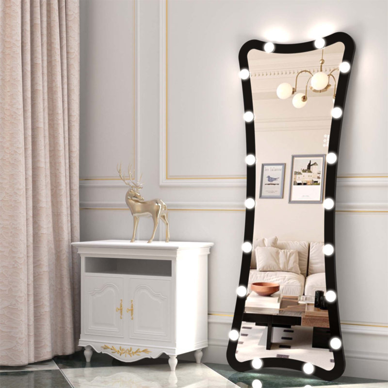 Miroir pleine grandeur Hollywood avec lumières réglables, 3 modes de couleur, contrôle tactile pour un toilettage et un habillage parfaits