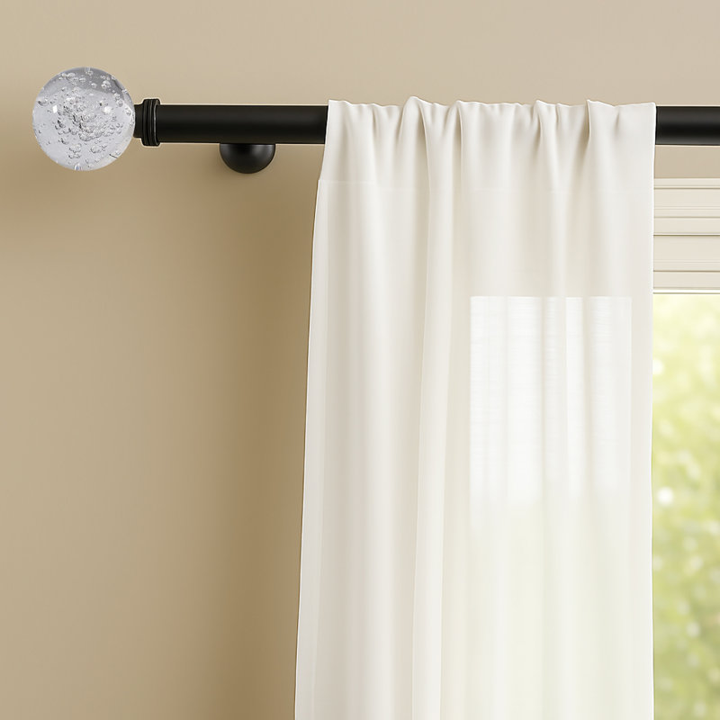 Tringle à rideaux transparente à bulles transparentes pour fenêtres, Noir mat, 48" - 86"