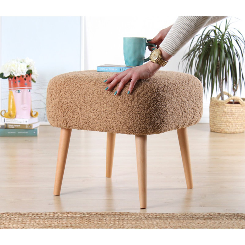 Corey 45cm Wide Square Solid Colour Footstool Ottoman, Brown