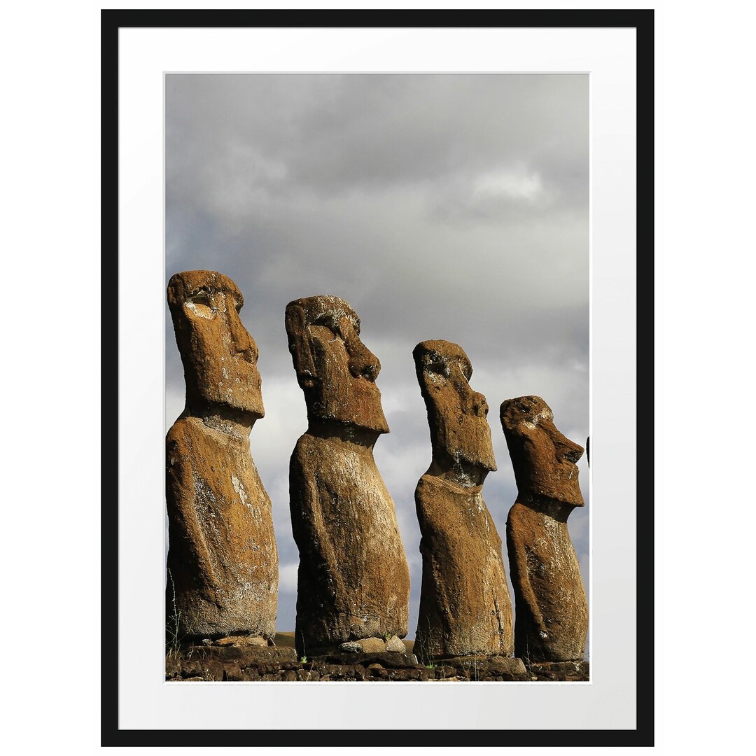 Gerahmtes Poster Moai Statuen auf den Osterinseln