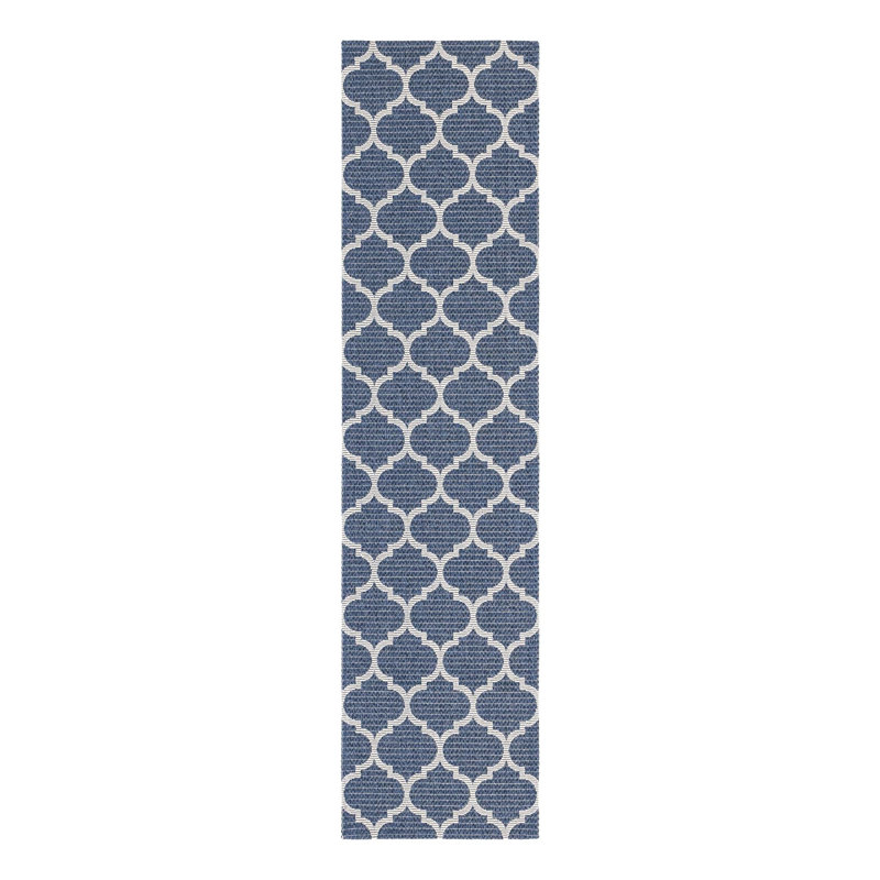 Tapis bleu marine / ivoire Isidore, Tapis de couloir 2 pi x 7 pi 10 po