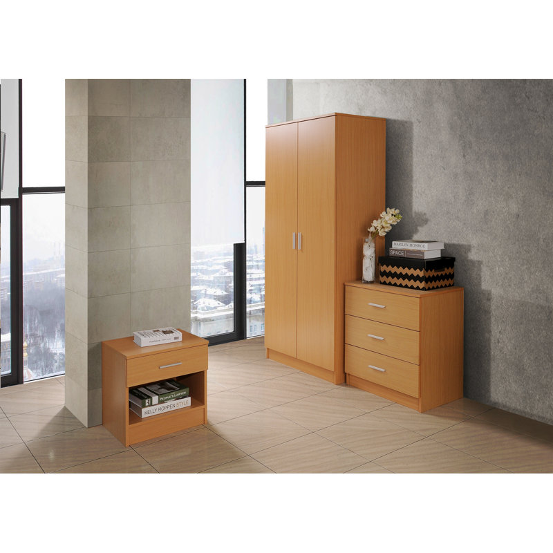 Deanda 2 Door Manufactured Wood Wardrobe, Oak