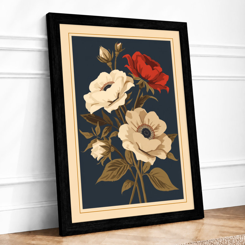 Florals Botanical - Framed Print, Black, A4 - 29.7 x 21.0 cm