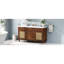 Meuble-lavabo moderne de 60 pouces avec lavabo SMC et grand rangement, tiroirs à fermeture en douceur, portes en rotin et pieds en pin durable, meubles-lavabos
